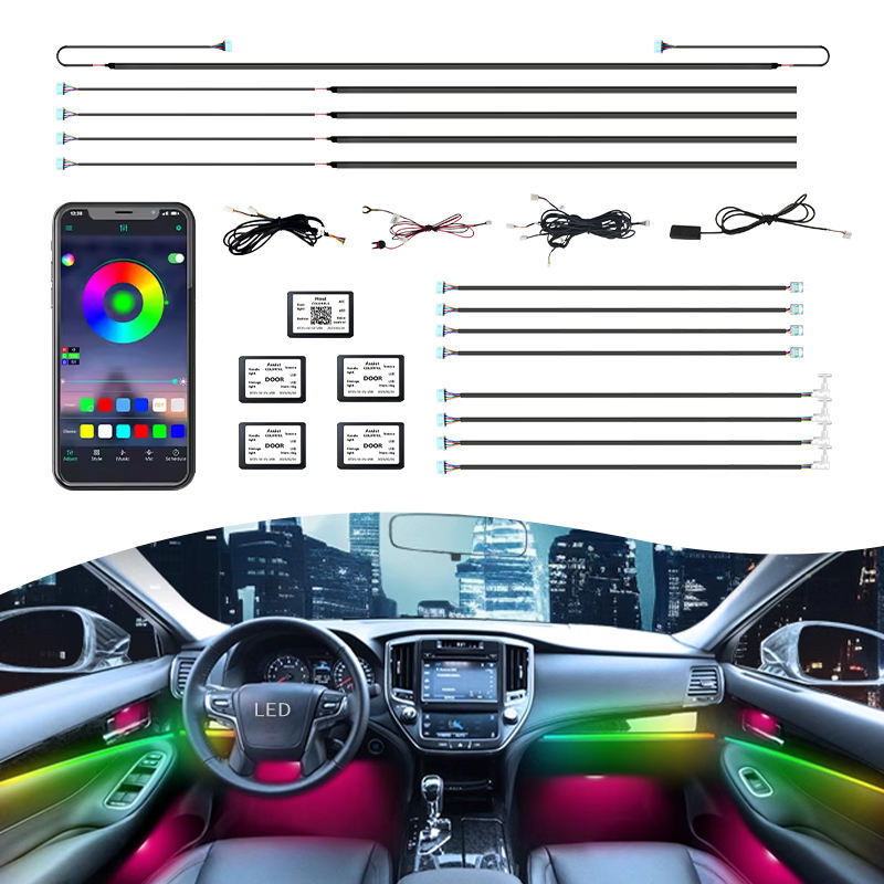 22-in-1 Full Color LED Strip Universal App Control Ambient Light for Car Interior Decoration 12V Symphony Ambient Light