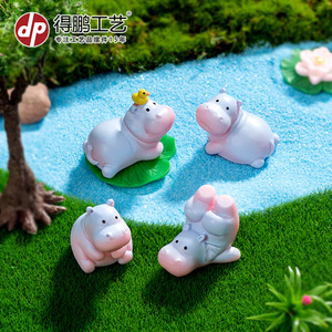 Figuras de hipopótamo pequeñas de Dp Craft, decoración de animales de dibujos animados de resina, adorno de escritorio para decoración de habitación de niños - Product Image 3