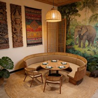 Tables et chaises de restaurant de style sud-est asiatique, mobilier commercial, sièges de banquette pour chaînes de restaurants