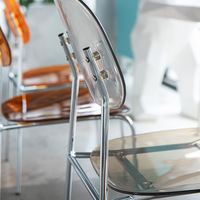 Chaise de salle à manger nordique transparente réglable en acrylique moderne avec dossier pour la maison, le maquillage, les réunions, en plastique PC