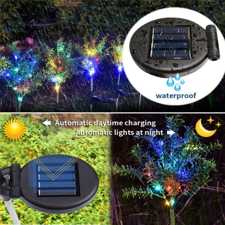 Colorful Outdoor Landscape Park Waterproof Solar Powered Simulation Christmas Tree Lawn Stick Spike LED Garden Yard Path Light