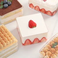 Boîte à dessert Tiramisu transparente populaire en gros, emballage en plastique PS pour gâteau Tiramisu, conteneur personnalisé pour pâtisserie, biscuits et gourmandises