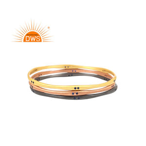 Blue Sapphire Gemstone <b>Bangle</b> SET Indian Handmade <b>Gold</b> Plated 925 Silver <b>Bangle</b> Jewelry Manufacturer Vintage Collection - Product Image 1