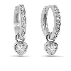 Elegante Neue Huggie-Creolen aus 925er Sterlingsilber, 18K vergoldet, mit kleinen Herz-Anhängern in Zargenfassung für Damen zur Hochzeit - Product Image 5