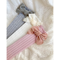 Chaussettes hautes pour bébés, enfants et filles avec nœud en tricot torsadé