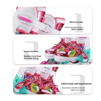Patins à roulettes ajustables à une rangée avec frein droit, roulements ABEC-7, pour adolescents et enfants (maille PU PP, usage extérieur) - Modèle