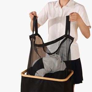 Sac à linge pliable à double niveau avec couvercle et poche intérieure pour ranger les vêtements sales, durable, en tissu PP+Oxford, pour la salle de bain - Product Image 3
