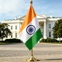 Drapeau de bureau Inde, impression recto-verso économique et de haute qualité, grand modèle personnalisé de 2m et 3m de haut pour intérieur sur pied