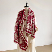 Écharpes châles double face douces effet pashmina, motif jacquard floral, style vintage pour femme 2027