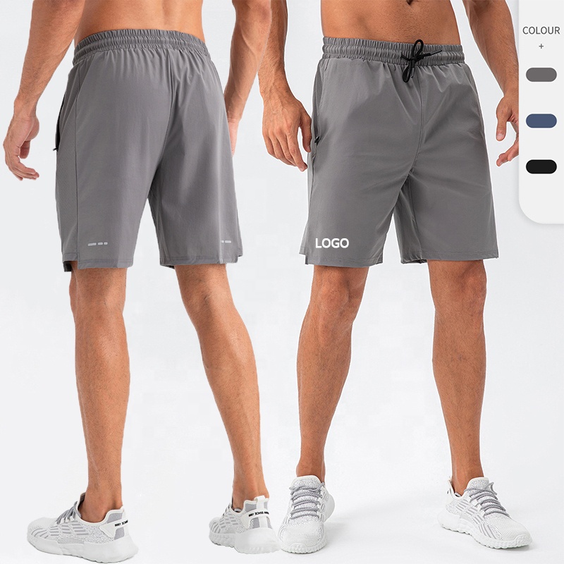 Pantalones cortos deportivos transpirables de nailon personalizados al por mayor de talla europea, pantalones cortos deportivos para correr, entrenamiento para hombres, pantalones cortos de gimnasio con bolsillos