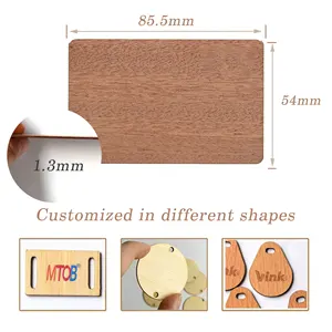 Customized CO2 Engraving UV Printing RFID Wooden Hotel Key Card Environmentally Friendly Smart Card NFC Wooden Card