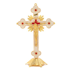 KOMI decorazioni per la casa metallo dorato smalto bianco crocifisso croce ornamenti da tavolo appeso a parete per ufficio ristorante <span class=keywords><strong>Home</strong></span> Decor Craft - Product Image 1