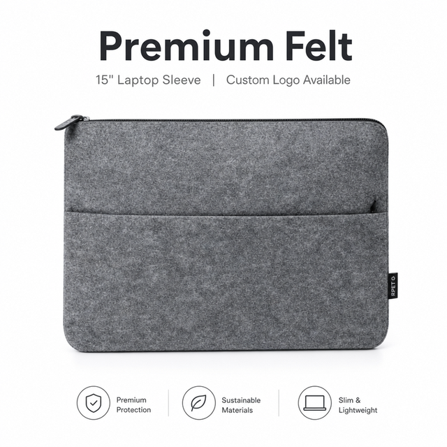 Eco Friendly RPET Felt Laptop Sleeve 15 Inch Custom Logo Sustainable Fabric Notebook Case Slim Lightweight  Bag