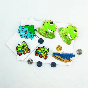 Metal Crafts Manufacturer Factory Custom Cute Funny Frog Pins Silk Screen Printing Soft Hard Enamel Pin