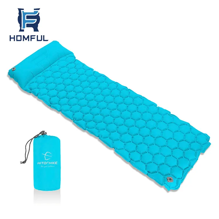 HOMFUL Custom Ultralight TPU Inflatable Air Mattress Sleeping Pad Outdoor Camping Mat with Pillow Attached