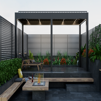 Pergola Taman Atap Louvered Aluminium Bioklimatik Bermotor