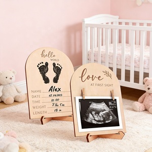 <span class=keywords><strong>Cadre</strong></span> <span class=keywords><strong>photo</strong></span> commémoratif pour bébé en bois, double face, écologique, avec logo <span class=keywords><strong>personnalisé</strong></span>, pour la <span class=keywords><strong>naissance</strong></span>, à suspendre au mur - Product Image 2