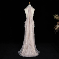 Robe de bal sirène rose poudré Lsz496, dos nu, longue, ornée de perles et de sequins irisés, pour soirée, Jancember