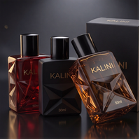 Flacon de parfum de luxe 50 ml vide en verre carré, prêt à l'exportation, avec bouchon doré et design classique, emballage de parfum de niche avec boîte