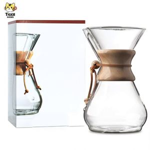 TGYW Support de vidange pour couvercle, Série Classique, Bouilloire Vork 1-3, Verseuse en verre à col en bois pour 4 <span class=keywords><strong>tasses</strong></span> de café, Cafetière à filtre <span class=keywords><strong>Chemex</strong></span> 800ml - Product Image 1