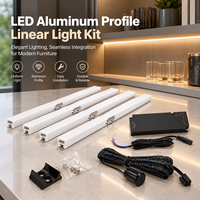 Kit d'éclairage LED encastré pour armoire, profil LED encastré pour comptoir, cuisine, placard, bureau, vitrine avec variateur tactile YB1015TZ-22