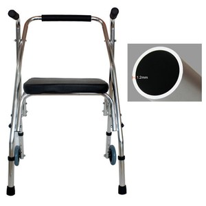 Déambulateur en alliage d'aluminium avec siège et roues, pliable, pour la rééducation - Product Image 3