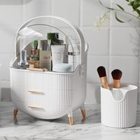 Bureau avancé anti-poussière stockage intégré armoire lumière luxe ménage PS boîte de rangement PS cosmétique bureau vitrine