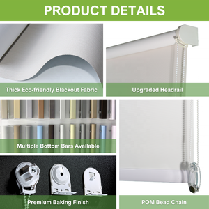 Henglics 100% UV bảo vệ màn được xây dựng trong con lăn Rèm dễ dàng nhãn hiệu Shades nhà văn phòng khách sạn Đồng bằng kỹ thuật dù để che nắng - Product Image 4