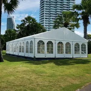 Alumínio impermeável luxo branco quadro tenda estrutura vidro porta barracas para eventos 100 pessoas