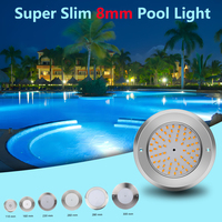 Projecteur LED RGB ultra-fin IP68 en acier inoxydable 316SS, rempli de résine, à fixation murale, pour piscines à eau salée