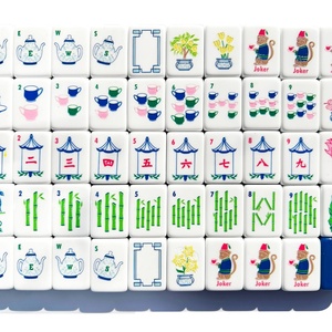 Juego de Mahjong Americano Premium de Cuatro Niveles con 160 Fichas y Soportes para Cartas, Acrílico Azul, para Noches de Juego para Adultos y Entretenimiento de Lujo en el Hogar - Product Image 5