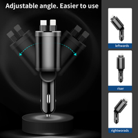 2 câbles rétractables 66W, chargeur de voiture rétractable, chargeurs pour téléphone portable, chargeur de voiture 4 en 1 pour iPhone