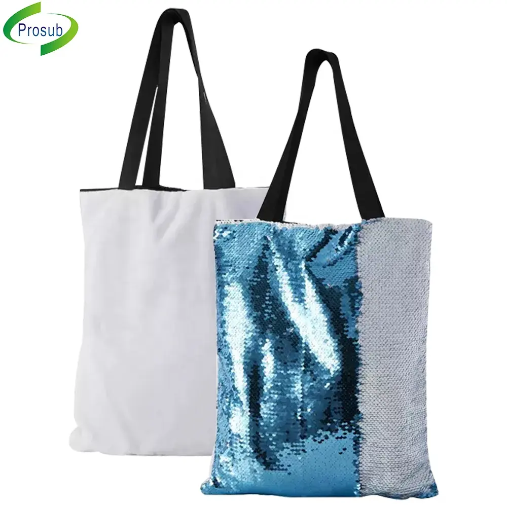 Prosub Reversible Magic Sequin Shopping Bag Blank Sublimation Glitter Tote Bag Women Handbags