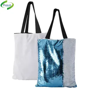 Prosub Reversible Magic Sequin Shopping Bag Blank Sublimation Glitter Tote Bag Women Handbags