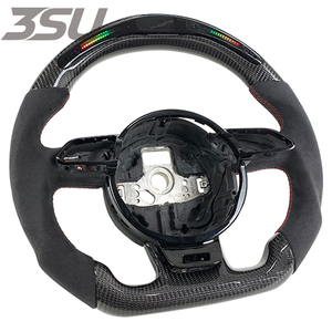 Volant <span class=keywords><strong>sport</strong></span> personnalisé en fibre de carbone compacte avec diodes électroluminescentes pour <span class=keywords><strong>Audi</strong></span> A3 A4 A5 S4 A6 S6 A7 SQ5 2013-2016 - Product Image 2