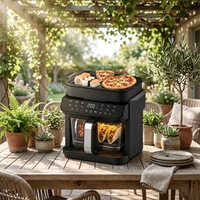 Freidora de Aire 2 en 1 de 7.5QT, 1500W, Control Digital, Antiadherente, PTFE, Apagado Automático, 12 Programas de Cocción, Pantalla a Color, Fácil de Usar