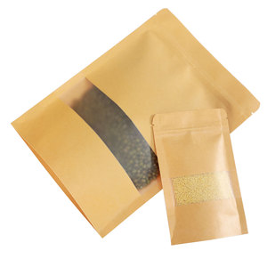 Tùy chỉnh 12*20 + 4cm Ziplock cổ nâu kraft giấy miếng vải hình tam giác túi với cửa sổ Pet CPP Nhựa nhiệt con dấu xử lý thức ăn vật nuôi bao bì - Product Image 3