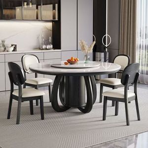 Solid Wood <b>Round</b> <b>Dining</b> <b>Table</b> And Chairs <b>Set</b> DY5469 Home Use With Slab Finish - Product Image 3
