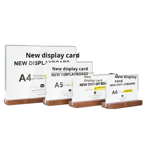 L-hình <span class=keywords><strong>Acrylic</strong></span> giá tag hiển thị-trong suốt bằng gỗ cơ sở Tabletop bảng sinh thái thân thiện cho dễ dàng lắp ráp cho <span class=keywords><strong>menu</strong></span> - Product Image 4