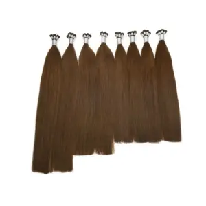 2024 High Quality 100cm Genius Weft Knitted Hair Dual Wave Natural American Dark Brown Remy Grade Straight Style Russian Hair