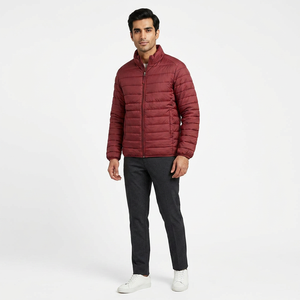 Men's Lightweight 100% Warm Polyester Puffer Jacket Best Quality Winter <b>Coat</b> with Stand Collar Custom <b>Bubble</b> Embroidery Canvas - Product Image 1