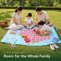 Tapis de pique-nique portable d'extérieur deux-en-un, en tissu Oxford 600D, imperméable, épaissi, pliable, pour la plage et le camping