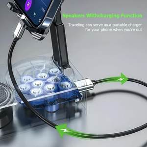 Enceinte audio sans fil BT 5 en 1, support de téléphone, rechargeable en cas d'urgence, avec lumière ambiante colorée 300 °   Pliable - Product Image 4