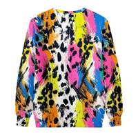 Sweat-shirt à col rond pour femme, imprimé léopard graffiti coloré, écologique, à manches longues, pull décontracté, streetwear