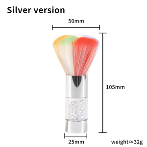 Brosse à poussière pour ongles en acrylique Diamond Liauid, manche en métal, poils doux arc-en-ciel, pour salon de manucure - Product Image 2