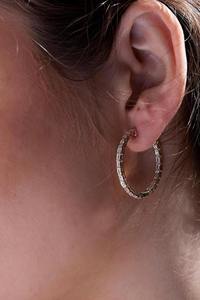 Elegant 14k <b>Gold</b> Hoop <b>Earrings</b> with 2.70 Carat <b>Emerald</b> Shaped Lab-Grown Diamonds - Product Image 5