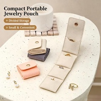 Mini pochette à bijoux portable simple avec compartiments, petit sac à bijoux de voyage, organisateur de rangement pour boucles d'oreilles, bagues et bijoux