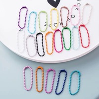 100 pièces/paquet, 14 couleurs, 10 cm de longueur, 2,4 mm de diamètre, chaîne à billes ronde, convient pour porte-clés/poupées/étiquettes, connecteur pour étiquette de main, fabrication de colliers de bijoux DIY