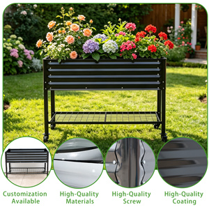 Cesta elevada de acero galvanizado con ruedas de 47''*24''*32'', estantería de almacenamiento de malla, carrito de jardín rodante, ecológico y profundo - Product Image 2