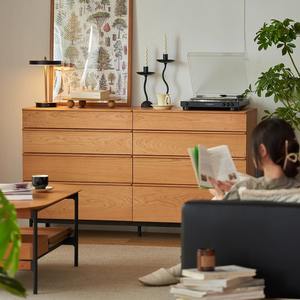 Meuble Euler, commode à huit tiroirs en bois massif de style nordique, bois de cerisier, rangement pour chambre à coucher, salon, armoire multifonctionnelle - Product Image 1